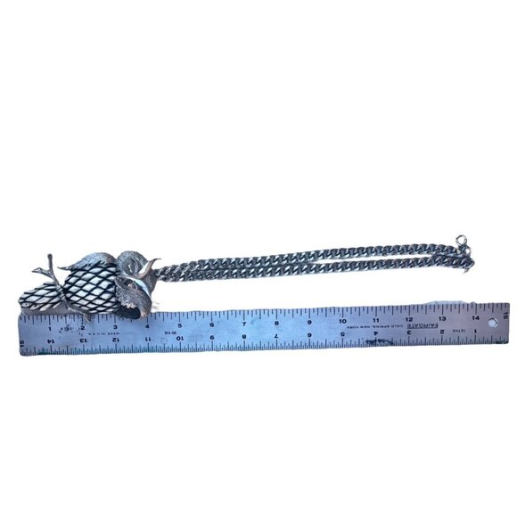 Signed Razza Large Owl Pendant Necklace With Articulating Branch Silver-Tone VTG - Picture 10 of 10